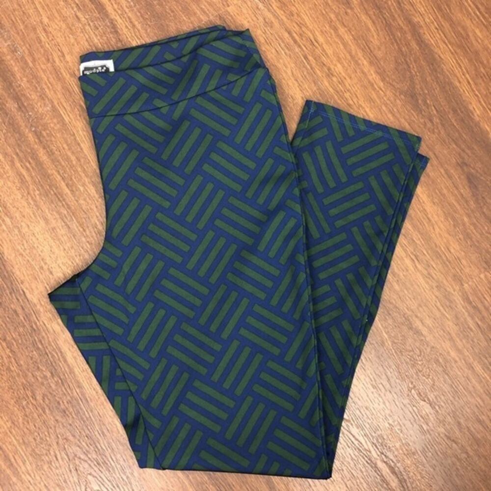 Mud Pie Navy & Green Geometric High-Rise Leggings